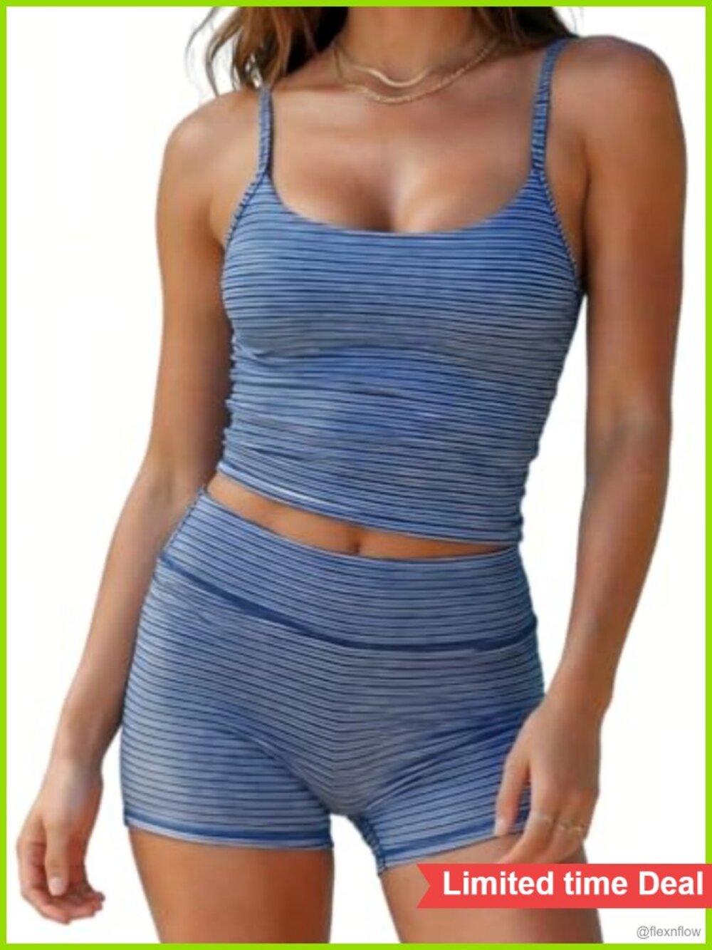 Women's 2 Piece Workout Set Yoga Outfit Striped Activewear